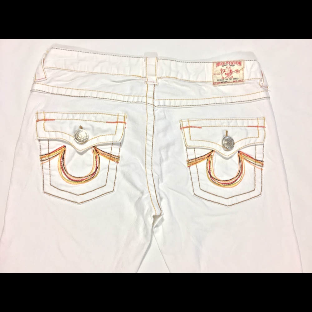 True Religion Joey Big T White Pant Rnbw Pckt S 27